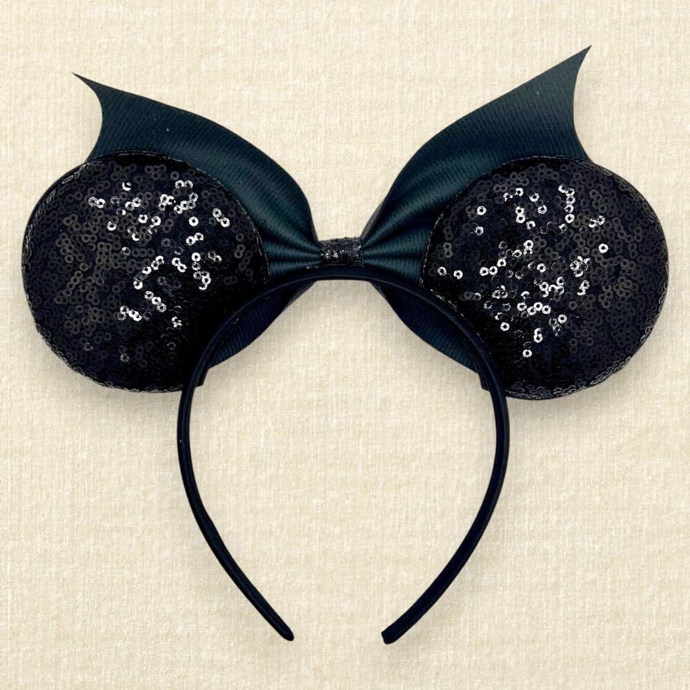 Black Cobweb Bat Wing Minnie Ears | Disney-Inspired Halloween Mouse Ears - Picture 4 of 8